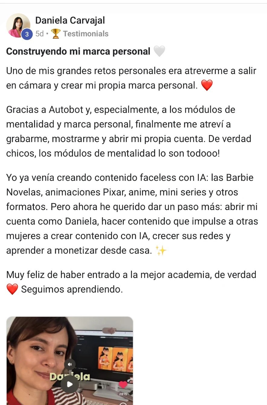 Testimonio de Daniela — construyendo su marca personal